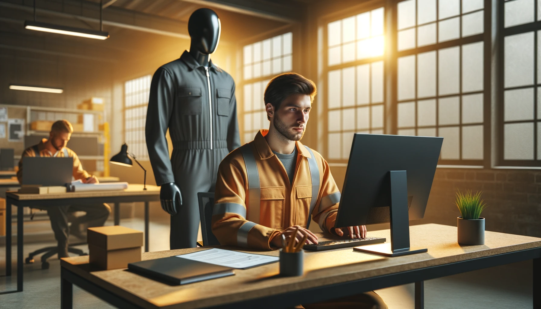 Smartphone Unterweisung - KI beobachtet Mann am PC