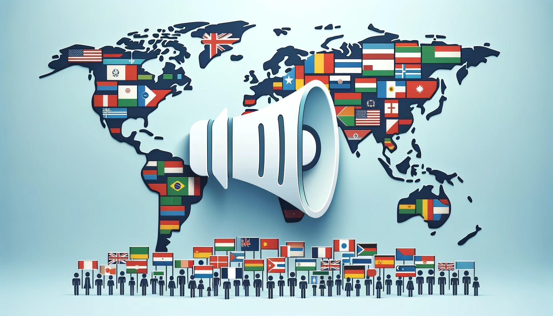 Mit DALL-E 3 hergestellte Illustration einer Sprachweltkarte